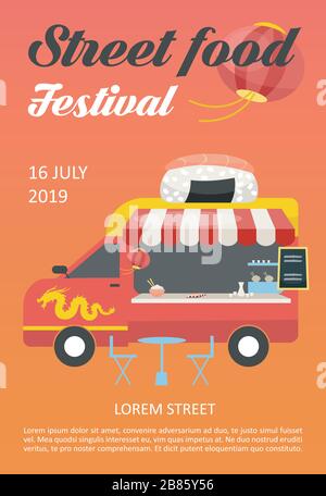 Modello di brochure del festival Street food Illustrazione Vettoriale