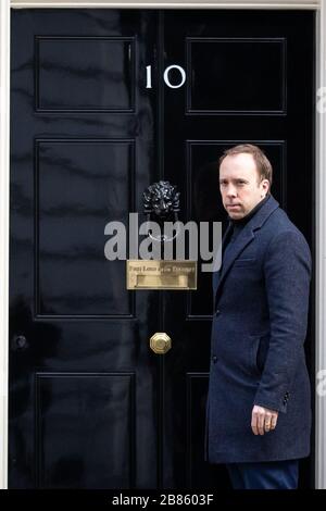 Il Segretario della Salute Matt Hancock arriva al 10 di Downing Street, Londra. Foto Stock