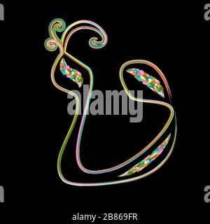 Calligrafia alfabeto ebraico. Carattere decorativo oro. Le lettere disegnano a mano oro. Multicolore. Illustrazione vettoriale su sfondo isolato. Illustrazione Vettoriale