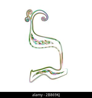 Calligrafia alfabeto ebraico. Carattere decorativo oro. Le lettere disegnano a mano oro. Multicolore. Illustrazione vettoriale su sfondo isolato. Illustrazione Vettoriale