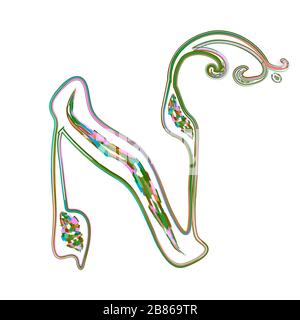 Calligrafia alfabeto ebraico. Carattere decorativo oro. Le lettere disegnano a mano oro. Multicolore. Illustrazione vettoriale su sfondo isolato. Illustrazione Vettoriale