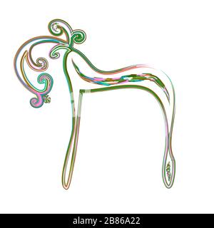 Calligrafia alfabeto ebraico. Carattere decorativo oro. Le lettere disegnano a mano oro. Multicolore. Illustrazione vettoriale su sfondo isolato. Illustrazione Vettoriale