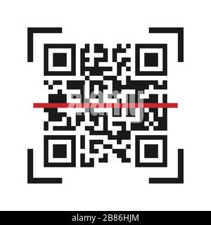 Icona vettore per la scansione del codice QR. Semplice disegno piatto per un logo, un adesivo per il tuo sito o applicazione Illustrazione Vettoriale