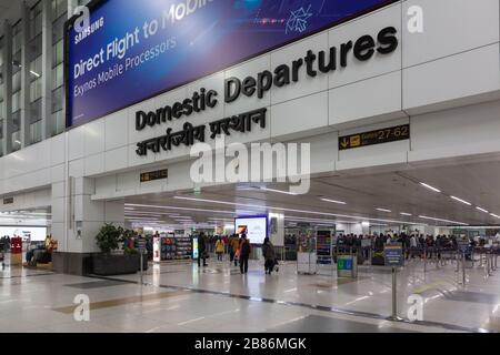 New Delhi, India - 28 dicembre 2019: Partenza nazionale al Terminal 3 all'Aeroporto Indra Gandhi di Nuova Delhi in India Foto Stock