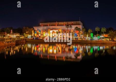 Orlando, Florida. 29 febbraio 2020. Vista panoramica di Springfield, casa dei Simpsons agli Universal Studios. Foto Stock