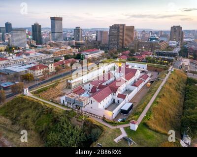 Veduta aerea della Constitution Hill nel centro di Johannesburg, Sud Africa Foto Stock