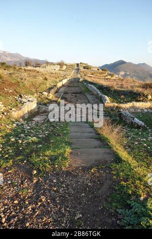 Ancoente strada romana a Norba, Latina, Italia Foto Stock