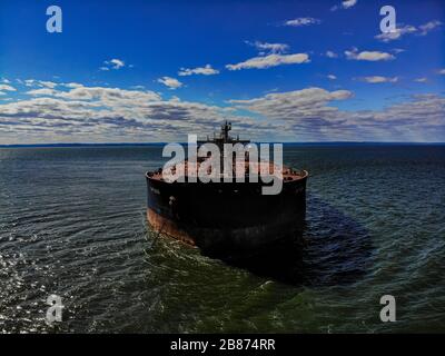 Veduta aerea della nave petrolifera Foto Stock