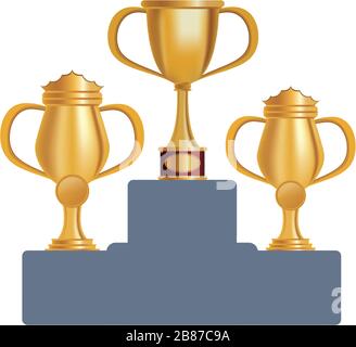 trofei d'oro premiati con icone da podio Illustrazione Vettoriale