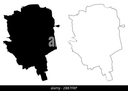 Città di Udine (Repubblica Italiana, Italia, Friuli-Venezia Giulia) mappa vettoriale illustrazione, schizzo di tela mappa Città di Udine mappa Illustrazione Vettoriale