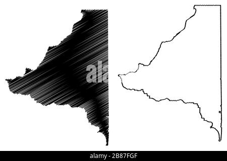 Bradford County, Florida (contea degli Stati Uniti, Stati Uniti d'America, Stati Uniti, Stati Uniti) mappa vettore illustrazione, abbozzare mappa Bradford Illustrazione Vettoriale
