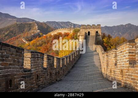 La Grande Muraglia di Mutianyu della Cina, Pechino Foto Stock
