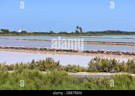 Estany Pudent, grande laguna di sale, Formentera, Spagna Foto Stock