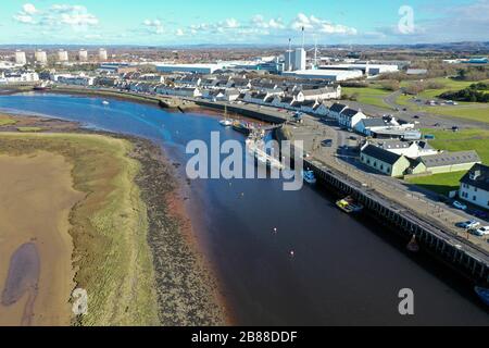 Veduta aerea del drone di Irvine Ayrshire Scozia Foto Stock