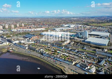 Veduta aerea del drone di Irvine Ayrshire Scozia Foto Stock