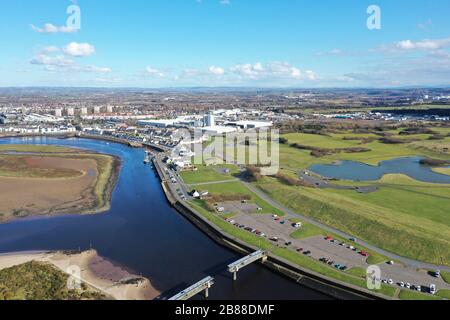 Veduta aerea del drone di Irvine Ayrshire Scozia Foto Stock