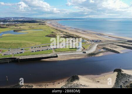 Veduta aerea del drone di Irvine Ayrshire Scozia Foto Stock