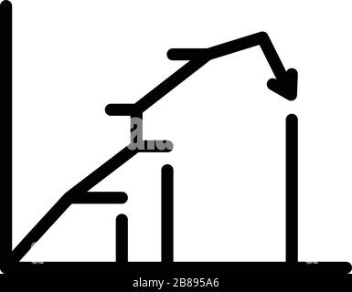 Regressione business icona, stile contorno Illustrazione Vettoriale