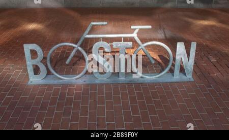 Stand per biciclette a Boston, Massachusetts Foto Stock