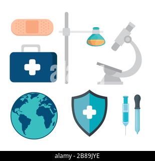 set di icone mediche per l'assistenza sanitaria Illustrazione Vettoriale