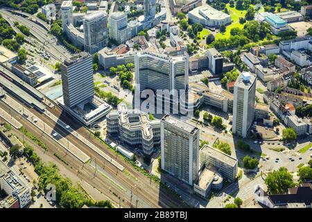 , Schenker e RWE a Essen, 26.07.2015, vista aerea, Germania, Renania settentrionale-Vestfalia, Ruhr Area, Essen Foto Stock