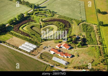 , piantagioni a forma di haert a Markfelder Str. In Waltrop, 25.05.2011, vista aerea, Germania, Renania settentrionale-Vestfalia, Ruhr Area, Waltrop Foto Stock