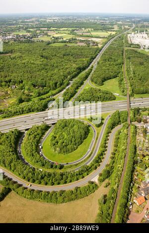 , svincolo autostradale Bottrop di A2 e A31, 09.05.2011, vista aerea, Germania, Nord Reno-Westfalia, Ruhr Area, Bottrop Foto Stock