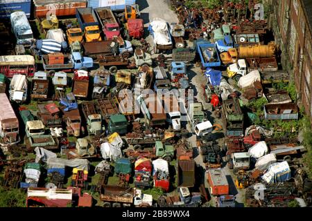 , cortile spazzatura a Essener Strasse, 09.05.2008, vista aerea, Germania, Renania settentrionale-Vestfalia, Ruhr Area, Oberhausen Foto Stock