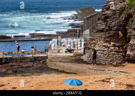 Sydney, Australia. 21 Mar 2020. Avalon Beach, Sydney, Australia. Sabato 21 marzo 2020. I residenti di Sydney si riuniscono a stretto contatto su Avalon Beach nonostante gli avvertimenti di rimanere a 1,5 metri di distanza. Credit: martin Bberry/Alamy Live News Foto Stock