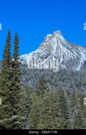 ross picco nella gamma bridger in inverno vicino a bozeman, montana Foto Stock