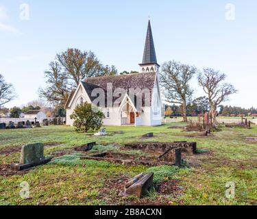 La chiesa della Santissima Trinità a Pakaraka è una delle proprietà del patrimonio più antiche e significative della Nuova Zelanda, con un elenco del patrimonio di Categoria uno. Foto Stock