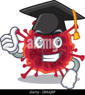 Un'immagine di pedacovirus con cappello nero per la cerimonia di laurea Illustrazione Vettoriale