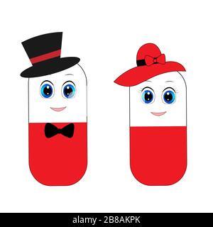 antibiotico win corona virus cartone animato 19 Illustrazione Vettoriale