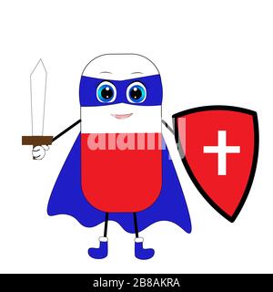 antibiotico win corona virus cartone animato 19 Illustrazione Vettoriale