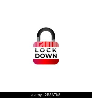 Illustrazione del simbolo di blocco isolato su sfondo bianco. Icona con lucchetto rosso. Concetto di logo di sicurezza. Elemento di protezione. Modello di logo del lucchetto. Illustrazione Vettoriale