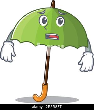 Immagine cartoon di ombrello verde che mostra il volto ansioso Illustrazione Vettoriale