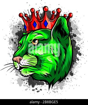 ritratto di un leopardo nella corona. Può essere utilizzato per la stampa su T-shirt, volantini e materiale. Illustrazione Vettoriale