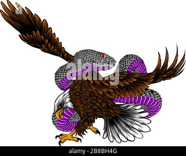 eagle divouring serpente emblema messicano illustrazione vettoriale Illustrazione Vettoriale