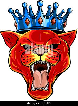 ritratto di un leopardo nella corona. Può essere utilizzato per la stampa su T-shirt, volantini e materiale. Illustrazione Vettoriale