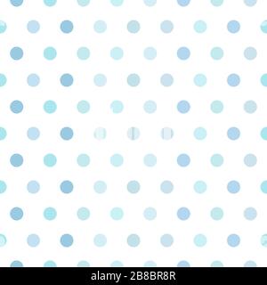 Sfondo del pattern vettoriale senza giunture. Puntini di polka color pastello. Sfondo per temi di primavera o per illustrazioni per bambini. Tonalità blu Illustrazione Vettoriale
