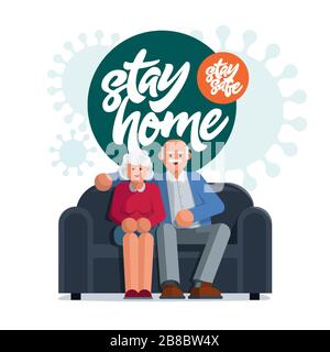Rimani a casa e al sicuro Illustrazione Vettoriale