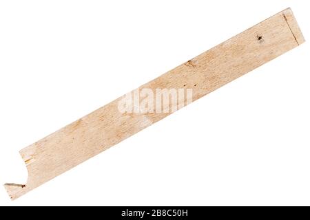 Pezzo rettangolare di legno compensato di betulla con trama naturale. Isolato su sfondo bianco Foto Stock