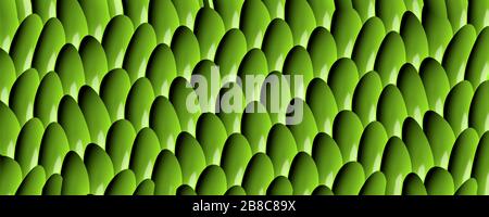 Motivo geometrico verde brillante. Volume linee curve sfondo simmetrico Foto Stock