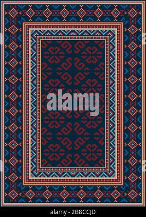 Luxury vintage tappeti orientali in blu scuro con fantasie di rosso,beige,blu e i colori marrone rossiccio Foto Stock