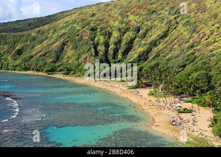 Hanauma Bay Beach, Oahu, Hawaii Foto Stock
