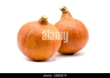 Hokkaido zucca isolata su sfondo bianco Foto Stock