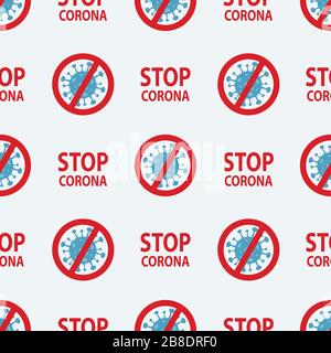 INTERROMPERE il modello senza giunture del coronavirus. Pericoloso virus corona cinese ncov, allarme di rischio pandemico SARS. Corona Virus. 2019-nCoV. Corona Virus a Wuhan Illustrazione Vettoriale