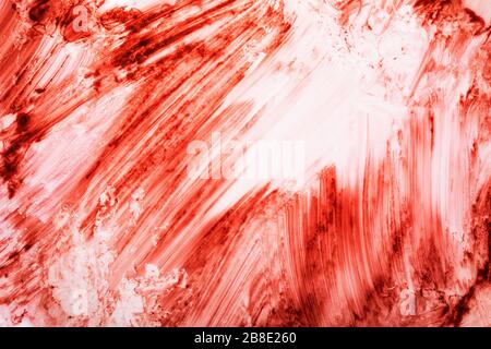 Segni di sangue rosso su sfondo bianco Foto Stock