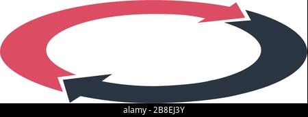 Icona delle frecce rotonde con angolo di 360 gradi. Simbolo matematico della geometria. Rotazione completa. vista 3d. Illustrazione vettoriale in stock isolata su sfondo bianco. Illustrazione Vettoriale
