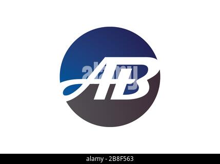 A B, AB modello vettoriale di disegno del logo della lettera iniziale, simbolo dell'alfabeto grafico per l'identità aziendale aziendale Illustrazione Vettoriale